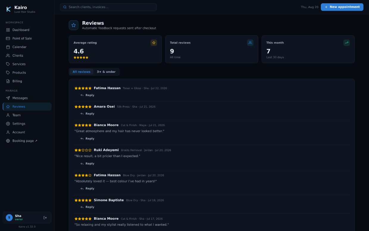 Collected reviews with replies.