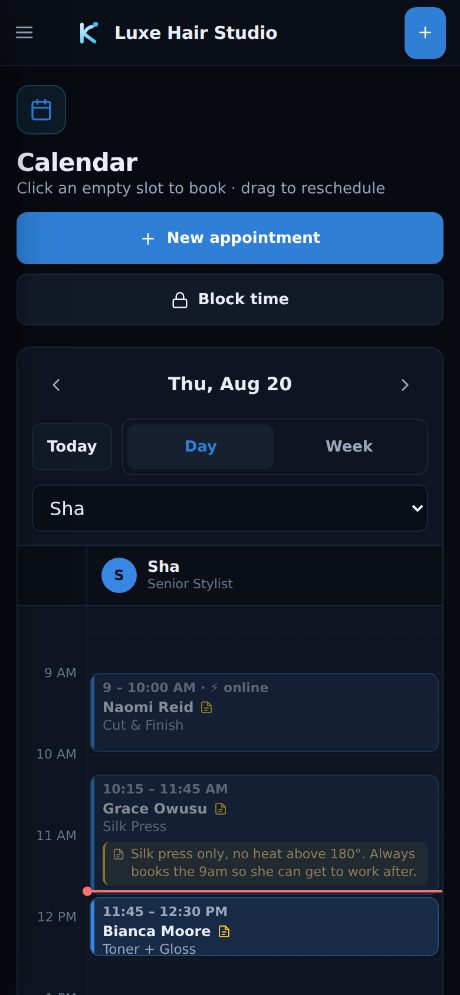 The day calendar on a phone.